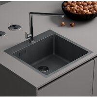 Кухонная мойка Roxen Snake 560220-50-BS (50*48) PVD графит/текстурная поверхность (с коландером и дозатором) - Изображение №2 — Chaika Market