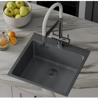 Кухонная мойка Roxen Snake 560220-50-BS (50*48) PVD графит/текстурная поверхность (с коландером и дозатором) - Изображение №4 — Chaika Market