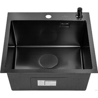 Кухонная мойка Roxen Snake 560220-50-BS (50*48) PVD графит/текстурная поверхность (с коландером и дозатором) - Изображение №10 — Chaika Market