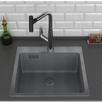 Кухонная мойка Roxen Snake 560220-50-BS (50*48) PVD графит/текстурная поверхность (с коландером и дозатором) - Изображение №6 — Chaika Market