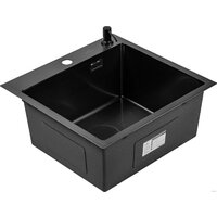 Кухонная мойка Roxen Snake 560220-50-BS (50*48) PVD графит/текстурная поверхность (с коландером и дозатором) - Изображение №9 — Chaika Market