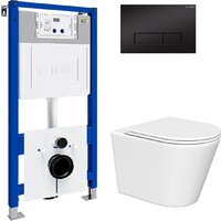 Унитаз подвесной Lauter Longer 2110822 с кнопкой 219704HD (узкая, черный) - Изображение №2 — Chaika Market