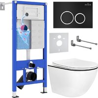 Унитаз подвесной Roxen Antares Black в комплекте с инсталляцией StounFix Dual Fresh 6 в 1 964643 (кнопка: черный матовый) - Изображение №2 — Chaika Market