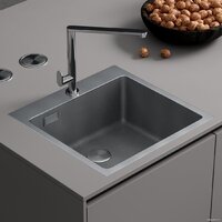 Кухонная мойка Roxen Snake 560220-50-S (50*48) сатин/текстурная поверхность (с коландером и дозатором) - Изображение №2 — Chaika Market