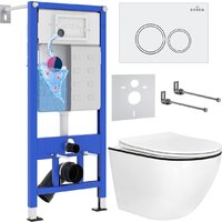 Унитаз подвесной Roxen Antares Black в комплекте с инсталляцией StounFix Dual Fresh 6 в 1 964631 (кнопка: белый глянец) — Chaika Market
