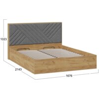 Кровать Трия Хилтон универсальная тип 1 с ПМ 160x200 (дуб крафт золотой/велюр серый) - Изображение №4 — Chaika Market