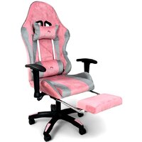 Игровое (геймерское) кресло Calviano 1585 (серый/розовый велюр) — Chaika Market