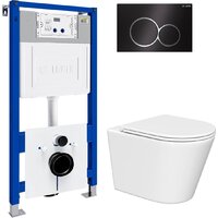 Унитаз подвесной Lauter Longer 2110822 с кнопкой 219704E (круглая, черный) - Изображение №2 — Chaika Market