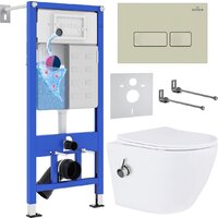Унитаз подвесной Roxen Antares Bidet в комплекте с инсталляцией StounFix Dual Fresh 6 в 1 966690 (кнопка: бежевый) - Изображение №2 — Chaika Market