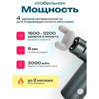Перкуссионный массажер Miru BM-18 (4 насадки, серебристый) - Изображение №3 — Chaika Market