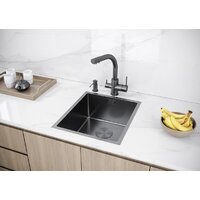 Кухонная мойка Paulmark Next 38 UNI PM213844-GM (черный/вороненая сталь) - Изображение №3 — Chaika Market