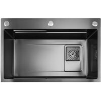 Кухонная мойка Stellar Decor S7045NB-A-D (нано черный, c доской) - Изображение №6 — Chaika Market