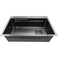 Кухонная мойка Stellar Decor S7045NB-A-D (нано черный, c доской) - Изображение №4 — Chaika Market