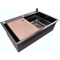 Кухонная мойка Stellar Decor S7045NB-A-D (нано черный, c доской) - Изображение №2 — Chaika Market