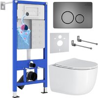 Унитаз подвесной Roxen Vortex Tornado в комплекте с инсталляцией StounFix Dual Fresh 6 в 1 964590 (кнопка: оружейная сталь) — Chaika Market