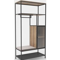 Стеллаж Hype Mebel Босс 120x200 (черный/дуб галифакс натуральный/велюр серый) — Chaika Market