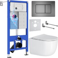 Унитаз подвесной Roxen Vortex Tornado в комплекте с инсталляцией StounFix Dual Fresh 6 в 1 964579 (кнопка: оружейная сталь) - Изображение №2 — Chaika Market