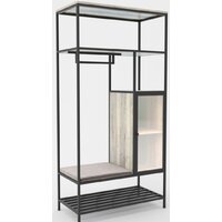 Стеллаж Hype Mebel Босс 120x200 (черный/древесина белая/велюр серый) - Изображение №1 — Chaika Market