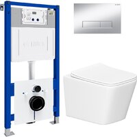 Унитаз подвесной Lauter Square 214903 с кнопкой 219703HD (узкая, сатин) — Chaika Market