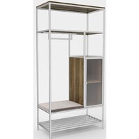Стеллаж Hype Mebel Босс 120x200 (белый/дуб галифакс олово/велюр серый) — Chaika Market