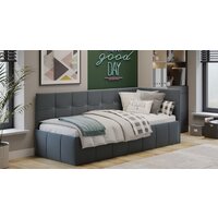 Кровать-тахта Трия Грей c мягкой обивкой с ПМ 80x200 (велюр Galaxy серый) - Изображение №4 — Chaika Market