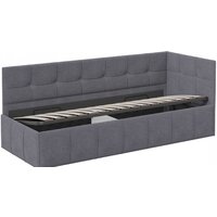 Кровать-тахта Трия Грей c мягкой обивкой с ПМ 80x200 (велюр Galaxy серый) - Изображение №3 — Chaika Market