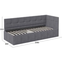 Кровать-тахта Трия Грей c мягкой обивкой с ПМ 80x200 (велюр Galaxy серый) - Изображение №5 — Chaika Market