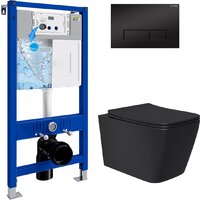 Унитаз подвесной Lauter Magdeburg 21103EC + 21901002 (кнопка узкая, черный) — Chaika Market