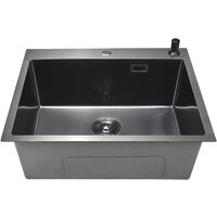 Кухонная мойка Stellar Decor S6550NB-D (нано черный) - Изображение №3 — Chaika Market