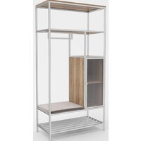 Стеллаж Hype Mebel Босс 120x200 (белый/дуб галифакс натуральный/велюр серый) — Chaika Market