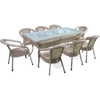 Обеденная группа Aiko Rattan Deco 8 (бежевый) — Chaika Market