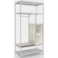 Стеллаж Hype Mebel Босс 120x200 (белый/древесина белая/велюр серый) - Изображение №1 — Chaika Market