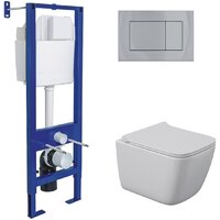 Унитаз подвесной Berges Wasserhaus Quattro S Rimless 043364 (с сиденьем и кнопкой смыва) — Chaika Market