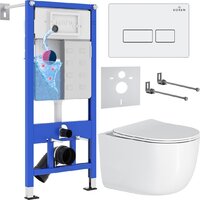 Унитаз подвесной Roxen Vortex Tornado в комплекте с инсталляцией StounFix Dual Fresh 6 в 1 964480 (кнопка: белый глянец) — Chaika Market