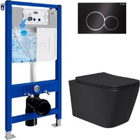 Унитаз подвесной Lauter Magdeburg 21103EC + 21901002 (кнопка круглая, черный) — Chaika Market