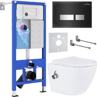 Унитаз подвесной Roxen Antares Bidet в комплекте с инсталляцией StounFix Dual Fresh 6 в 1 963184 (кнопка: черное стекло) - Изображение №2 — Chaika Market