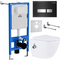Унитаз подвесной Roxen Antares Bidet в комплекте с инсталляцией StounFix Dual Fresh 6 в 1 963184 (кнопка: черное стекло) - Изображение №1 — Chaika Market