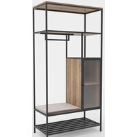 Стеллаж Hype Mebel Босс 100x200 (черный/дуб галифакс натуральный/велюр серый) — Chaika Market