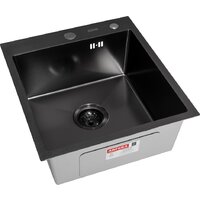 Кухонная мойка ARFEKA ECO AR 450*500 BLACK PVD NANO DECOR - Изображение №2 — Chaika Market