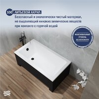 Ванна Lauter Estelle 120 21206020 (с ножками, черным подголовником и черным лиц. экраном) - Изображение №4 — Chaika Market