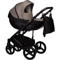 Универсальная коляска Indigo Tour Eco (2 в 1, te 09/черная кожа+серо-бежевый) — Chaika Market