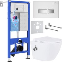Унитаз подвесной Roxen Antares Bidet в комплекте с инсталляцией StounFix Dual Fresh 6 в 1 962866 (кнопка: белое стекло) — Chaika Market