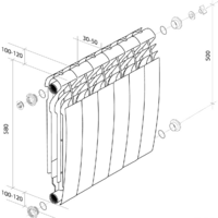 Алюминиевый радиатор Royal Thermo Biliner Alum 500 Silver Satin (8 секций) - Изображение №3 — Chaika Market