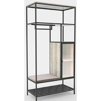 Стеллаж Hype Mebel Босс 100x200 (черный/древесина белая/велюр серый) — Chaika Market