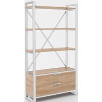 Стеллаж Hype Mebel Стандарт Люкс 50x170 (белый/дуб галифакс натуральный) - Изображение №1 — Chaika Market