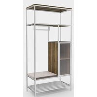 Стеллаж Hype Mebel Босс 100x200 (белый/дуб галифакс олово/велюр серый) — Chaika Market