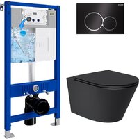 Унитаз подвесной Lauter Longer 2110822 + 21901002 (кнопка круглая, черный/черный) — Chaika Market