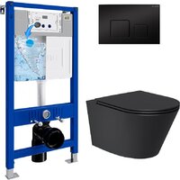 Унитаз подвесной Lauter Longer 2110822 + 21901002 (кнопка квадратная, черный/черный) — Chaika Market