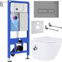 Унитаз подвесной Roxen Antares Bidet в комплекте с инсталляцией StounFix Dual Fresh 6 в 1 959767 (кнопка: хром матовый) — Chaika Market