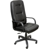 Офисное кресло Деловая обстановка Пилот Стандарт (кожа черный) — Chaika Market